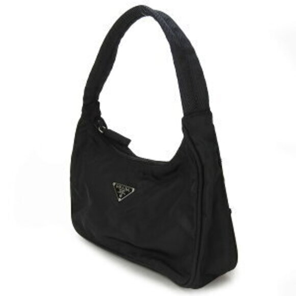 Prada Nylon Canvas Handbag Black Hobo Shoulder Bag - Picture 2 of 11